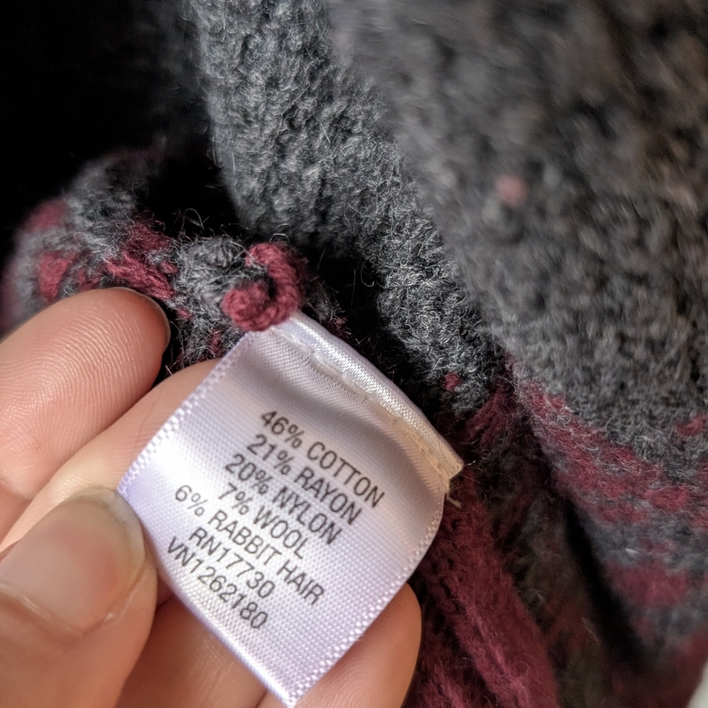 Merona Wool Blend Hooded Knit Cardigan Sweater Size Medium - Picture 5 of 6